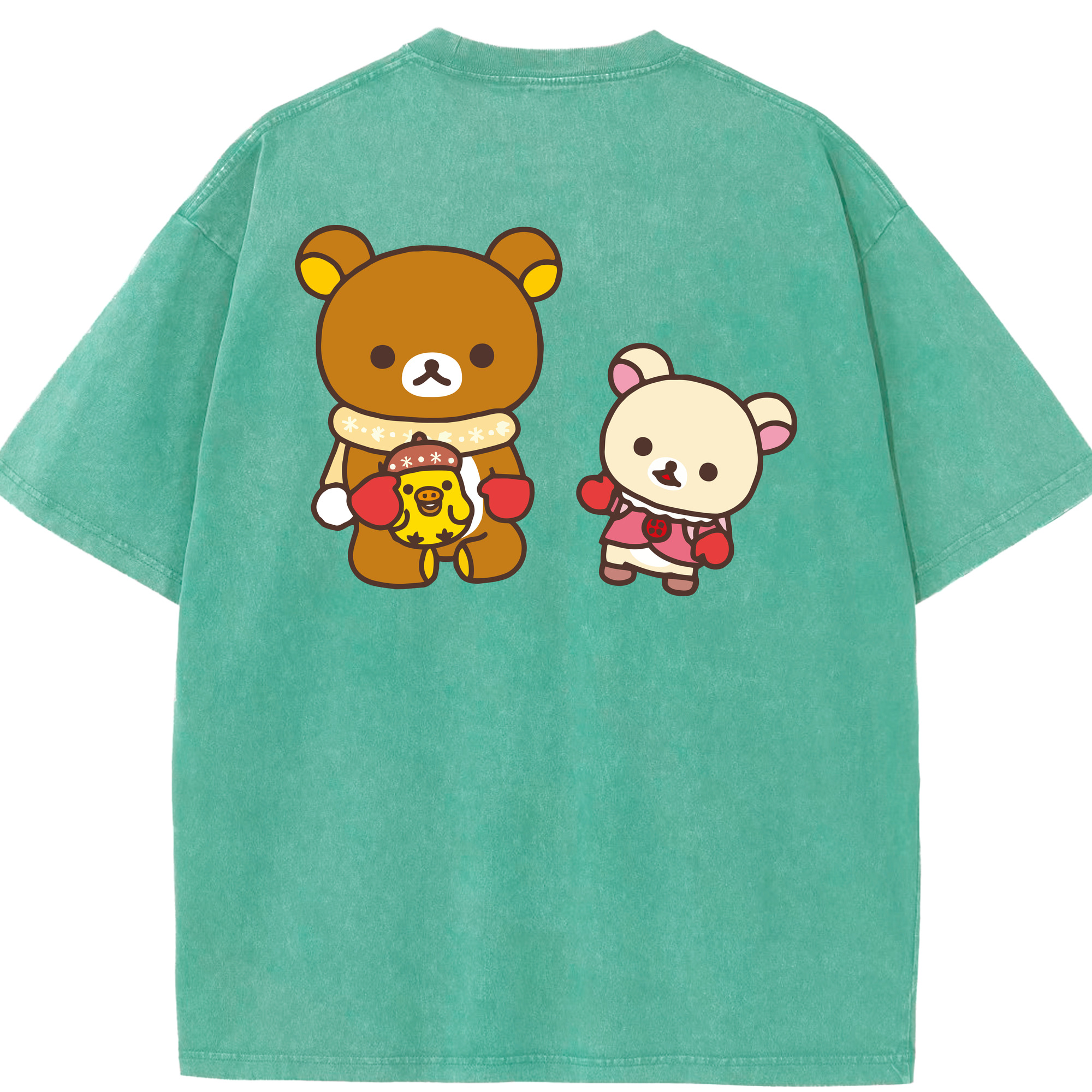 （画像用） リラックマ リラックマ キイロイトリ Rilakkuma Korilakkuma Kiiroitori 綿100% ヴィンテージ風 半袖Tシャツ（背面プリント）